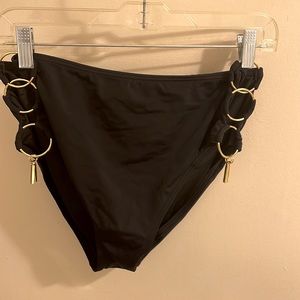 VS Swim Large Black high waist bottoms with cut outs
